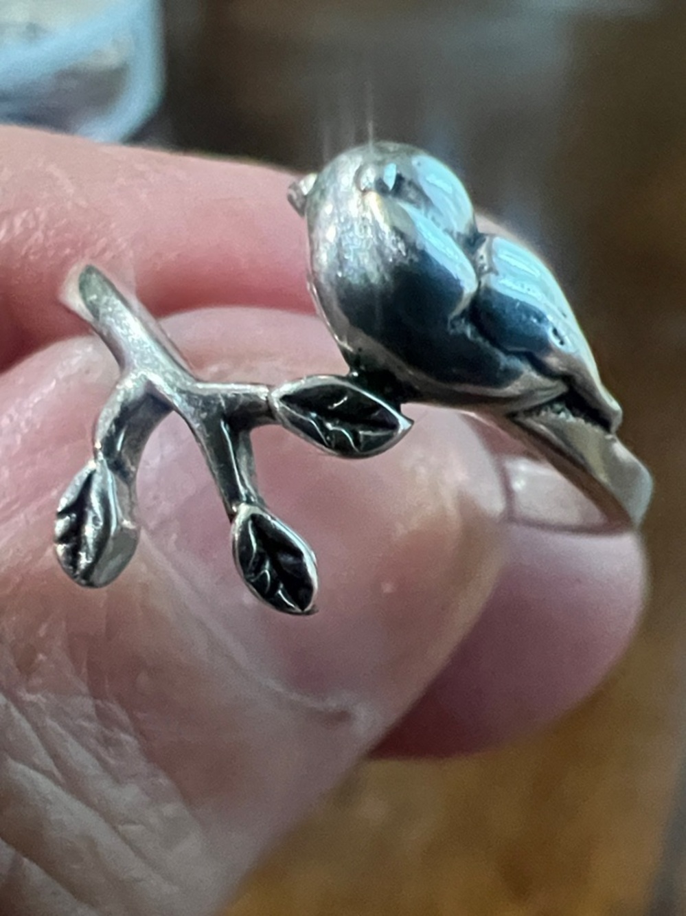 Sterling Silver Bird on Branch Ring - Size 6